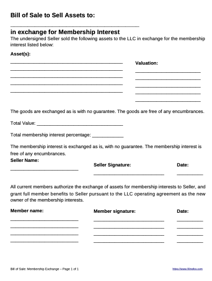 LLC Membership Interests Bill of Sale