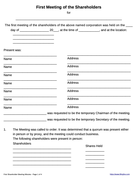 Shareholder Waiver Template